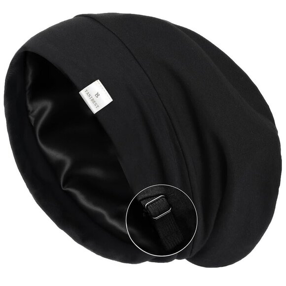Slouchy Beanie Satin Lined Sleep Cap Chemo Headwear for Women Men Black main image 4